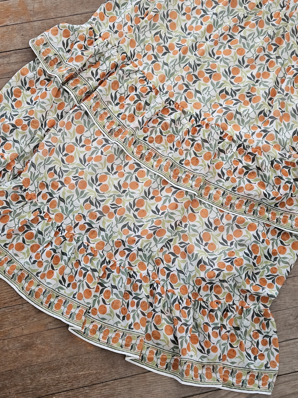 Women’s Orange Print Ruffle Maxi Skirt Max STUDIO sz M - Picture 10 of 11